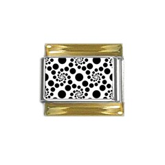 Dot Dots Round Black And White Gold Trim Italian Charm (9mm) by Ravend