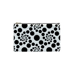Dot Dots Round Black And White Cosmetic Bag (small) by Ravend
