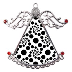 Dot Dots Round Black And White Metal Angel With Crystal Ornament by Ravend