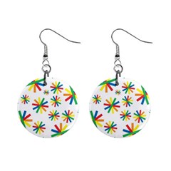 Celebrate Pattern Colorful Design Mini Button Earrings by Ravend