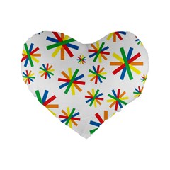 Celebrate Pattern Colorful Design Standard 16  Premium Heart Shape Cushions