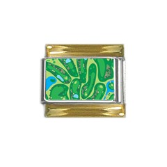 Golf Course Par Golf Course Green Gold Trim Italian Charm (9mm)