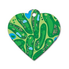 Golf Course Par Golf Course Green Dog Tag Heart (two Sides)