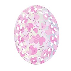 Valentine Background Hearts Bokeh Oval Filigree Ornament (two Sides)