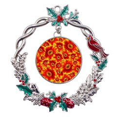 Gerbera Flowers Blossom Bloom Metal X mas Wreath Holly Leaf Ornament by Amaryn4rt