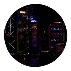 Hong Kong China Asia Skyscraper Round Glass Fridge Magnet (4 Pack) by Amaryn4rt