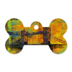 London Tower Abstract Bridge Dog Tag Bone (two Sides) by Amaryn4rt