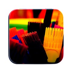 Plastic Brush Color Yellow Red Square Metal Box (black)