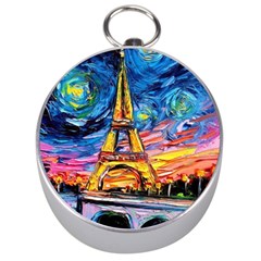 Eiffel Tower Starry Night Print Van Gogh Silver Compasses by Modalart