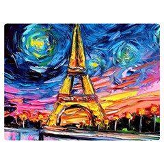 Eiffel Tower Starry Night Print Van Gogh Two Sides Premium Plush Fleece Blanket (extra Small) by Modalart