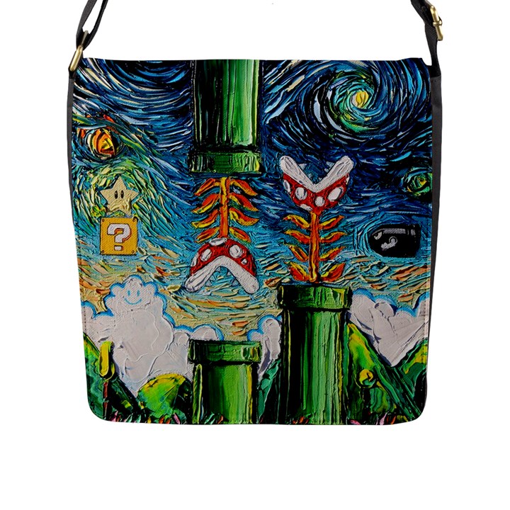 Cartoon Game Games Starry Night Doctor Who Van Gogh Parody Flap Closure Messenger Bag (L)