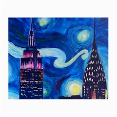 Starry Night In New York Van Gogh Manhattan Chrysler Building And Empire State Building Small Glasses Cloth (2 Sides) by Modalart