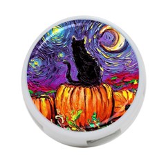 Halloween Art Starry Night Hallows Eve Black Cat Pumpkin 4-port Usb Hub (one Side) by Modalart