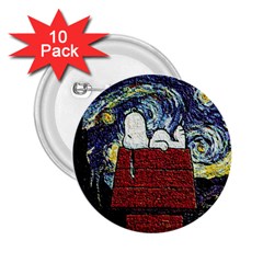 Cartoon Dog House Van Gogh 2 25  Buttons (10 Pack)  by Modalart