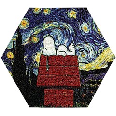 Cartoon Dog House Van Gogh Wooden Puzzle Hexagon by Modalart