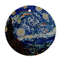 Mosaic Art Vincent Van Gogh Starry Night Round Ornament (two Sides) by Modalart