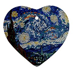 Mosaic Art Vincent Van Gogh Starry Night Heart Ornament (two Sides) by Modalart