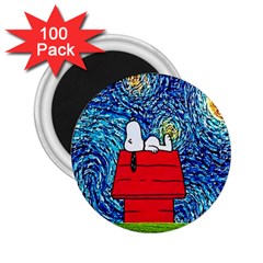 Cartoon Dog Starry Night Van Gogh Parody 2 25  Magnets (100 Pack)  by Modalart