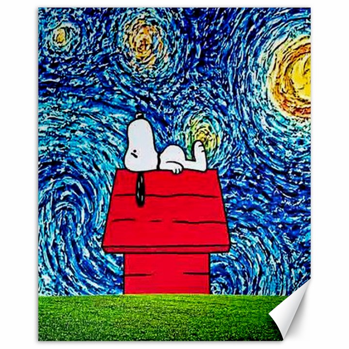 Cartoon Dog Starry Night Van Gogh Parody Canvas 16  x 20 