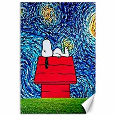 Cartoon Dog Starry Night Van Gogh Parody Canvas 24  X 36  by Modalart