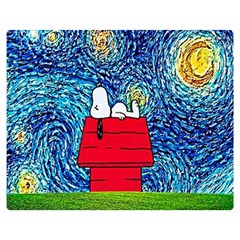 Cartoon Dog Starry Night Van Gogh Parody Two Sides Premium Plush Fleece Blanket (medium)