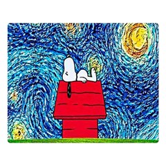 Cartoon Dog Starry Night Van Gogh Parody Two Sides Premium Plush Fleece Blanket (large) by Modalart