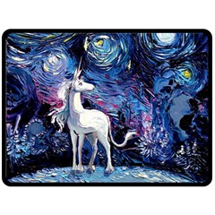 Unicorn Starry Night Print Van Gogh Fleece Blanket (large)