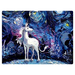 Unicorn Starry Night Print Van Gogh Two Sides Premium Plush Fleece Blanket (extra Small) by Modalart