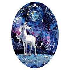 Unicorn Starry Night Print Van Gogh Uv Print Acrylic Ornament Oval by Modalart