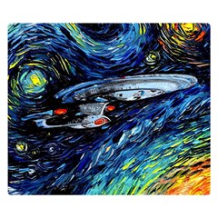 Star Ship Parody Art Starry Night Two Sides Premium Plush Fleece Blanket (Small)