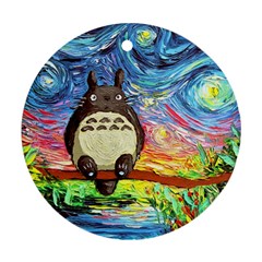 Totoro Starry Night Art Van Gogh Parody Ornament (round)