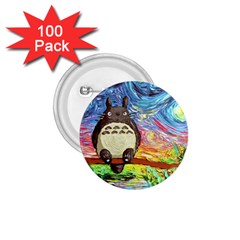 Totoro Starry Night Art Van Gogh Parody 1 75  Buttons (100 Pack)  by Modalart