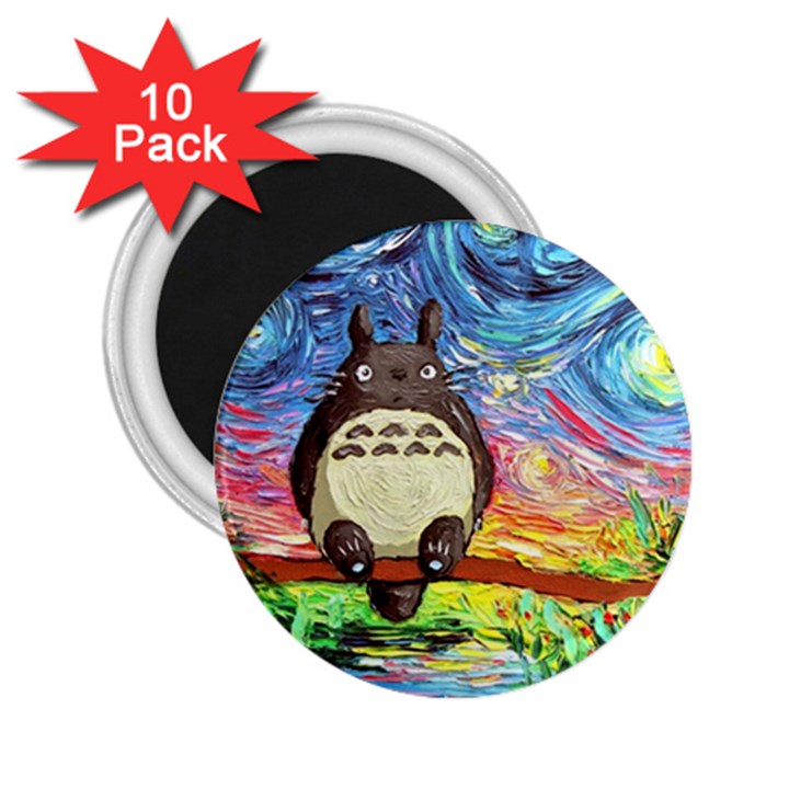Totoro Starry Night Art Van Gogh Parody 2.25  Magnets (10 pack) 