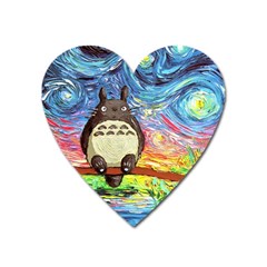 Totoro Starry Night Art Van Gogh Parody Heart Magnet