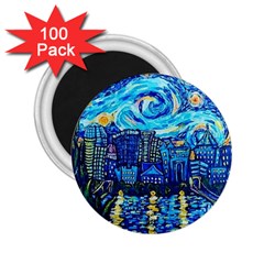 Starry Night Van Gogh Painting Art City Scape 2 25  Magnets (100 Pack)  by Modalart