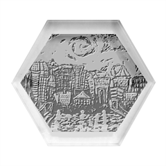 Starry Night Van Gogh Painting Art City Scape Hexagon Wood Jewelry Box