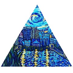 Starry Night Van Gogh Painting Art City Scape Wooden Puzzle Triangle by Modalart