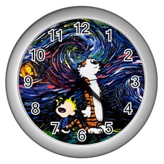 Cartoon Art Starry Night Van Gogh Wall Clock (silver) by Modalart