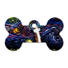 Cartoon Art Starry Night Van Gogh Dog Tag Bone (two Sides) by Modalart