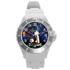 Cartoon Art Starry Night Van Gogh Round Plastic Sport Watch (l) by Modalart