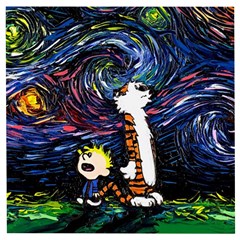 Cartoon Art Starry Night Van Gogh Wooden Puzzle Square by Modalart