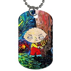 Cartoon Starry Night Vincent Van Gogh Dog Tag (one Side) by Modalart