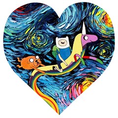 Adventure Time Art Starry Night Van Gogh Wooden Puzzle Heart by Modalart