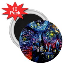 Castle Hogwarts Starry Night Print Van Gogh Parody 2.25  Magnets (10 pack) 