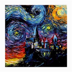 Castle Hogwarts Starry Night Print Van Gogh Parody Medium Glasses Cloth by Modalart