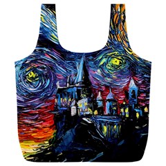 Castle Hogwarts Starry Night Print Van Gogh Parody Full Print Recycle Bag (xxxl) by Modalart