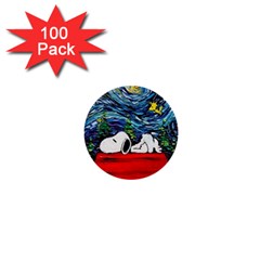 Dog House Vincent Van Gogh s Starry Night Parody 1  Mini Buttons (100 Pack) 