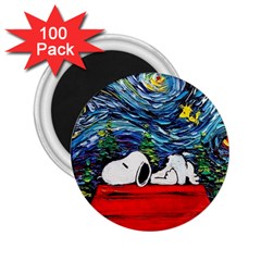 Dog House Vincent Van Gogh s Starry Night Parody 2 25  Magnets (100 Pack)  by Modalart