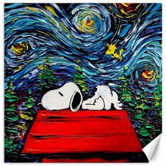 Dog House Vincent Van Gogh s Starry Night Parody Canvas 16  X 16  by Modalart