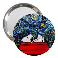 Dog House Vincent Van Gogh s Starry Night Parody 3  Handbag Mirrors by Modalart